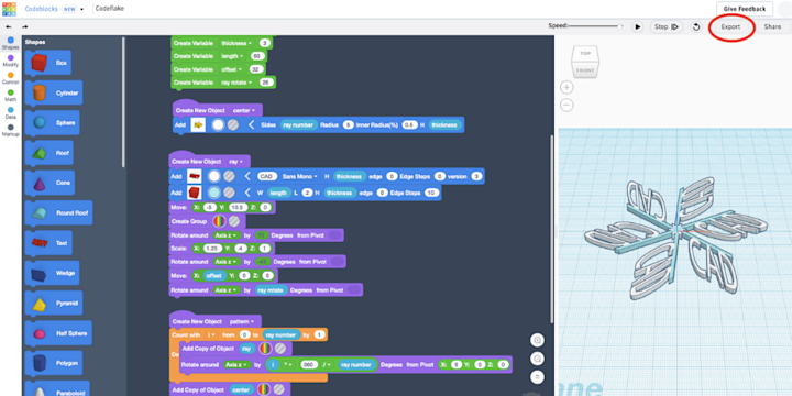 How to Create an .SVG from Your Codeblocks Design - Tinkercad