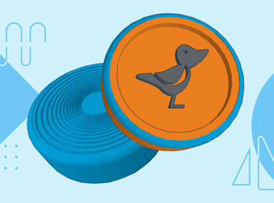 A Tinkercad example of a printed puck-style object built from multiple parts