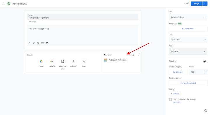 Tinkercad add-on for Google Classroom - Tinkercad